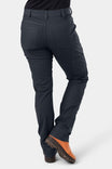 Back view of a woman wearing Dovetail Workwear's Britt X Ultralight Work Pant in Navy Ripstop, displaying tool loops, zip pockets, straight leg fit, and reinforced construction