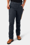 Woman wearing Dovetail Workwear's Britt X Ultralight Work Pant in Navy Ripstop, displaying cargo-style pockets, tool loops, and reinforced construction details