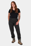 Woman wearing Dovetail Workwear Provisions Lightweight Ripstop Cargo Pant in Faded Black with hiking boots, showcasing cargo pockets and relaxed leg fit