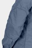 Detail view of the AJ COOLSWAP™ Work Shirt by Dovetail Workwear in Dovetail Blue, highlighting the reinforced elbow and ripstop fabric construction