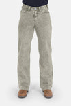 Old School Wide Leg Mineral Wash Jeans from Dovetail Workwear in Sunbaked Copper, shown on a model wearing boots