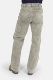 Back view of a woman wearing Dovetail Workwear Old School Wide Leg Mineral Wash Jeans in Sunbaked Eucalyptus, showcasing the high-rise fit, oversized back pockets, and nested side pockets