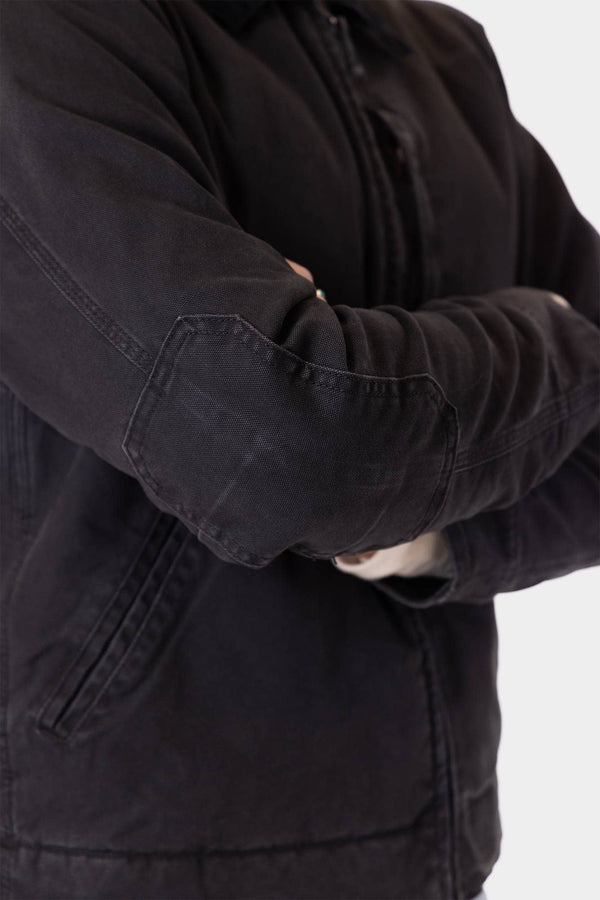 Old School Duck Canvas Trucker Jacket in Hammer Down Black