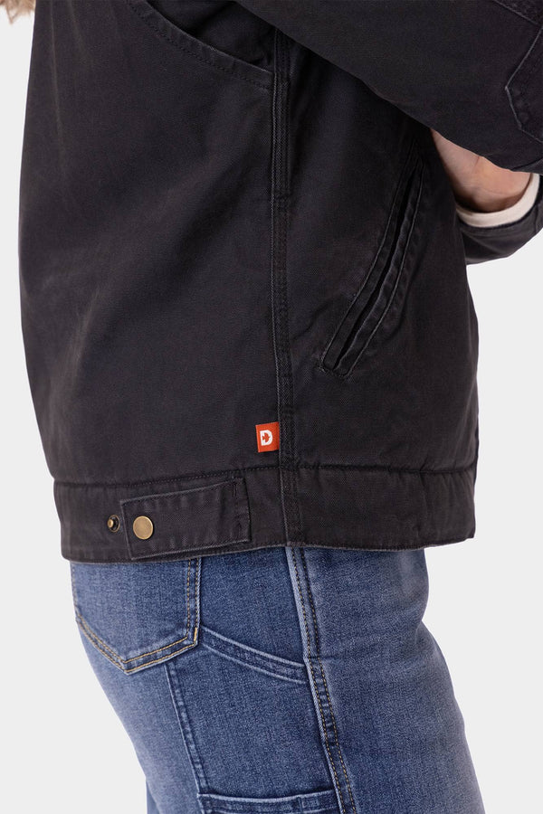 Old School Duck Canvas Trucker Jacket in Hammer Down Black