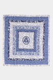 Carver Wool Wild Rag Bandana in Navy by Dovetail Workwear, displayed flat showing the 30" x 30" square with dove print design and central medallion detail