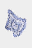 Carver Wool Wild Rag Bandana from Dovetail Workwear in navy with print, displayed flat and folded to show the soft wool texture and design details