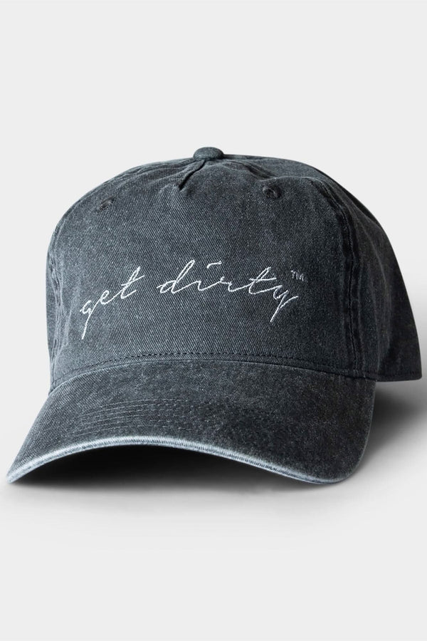Vintage Black Shop Cap from Dovetail Workwear featuring embroidered script logo, adjustable sizing, and breathable mesh, displayed on light background