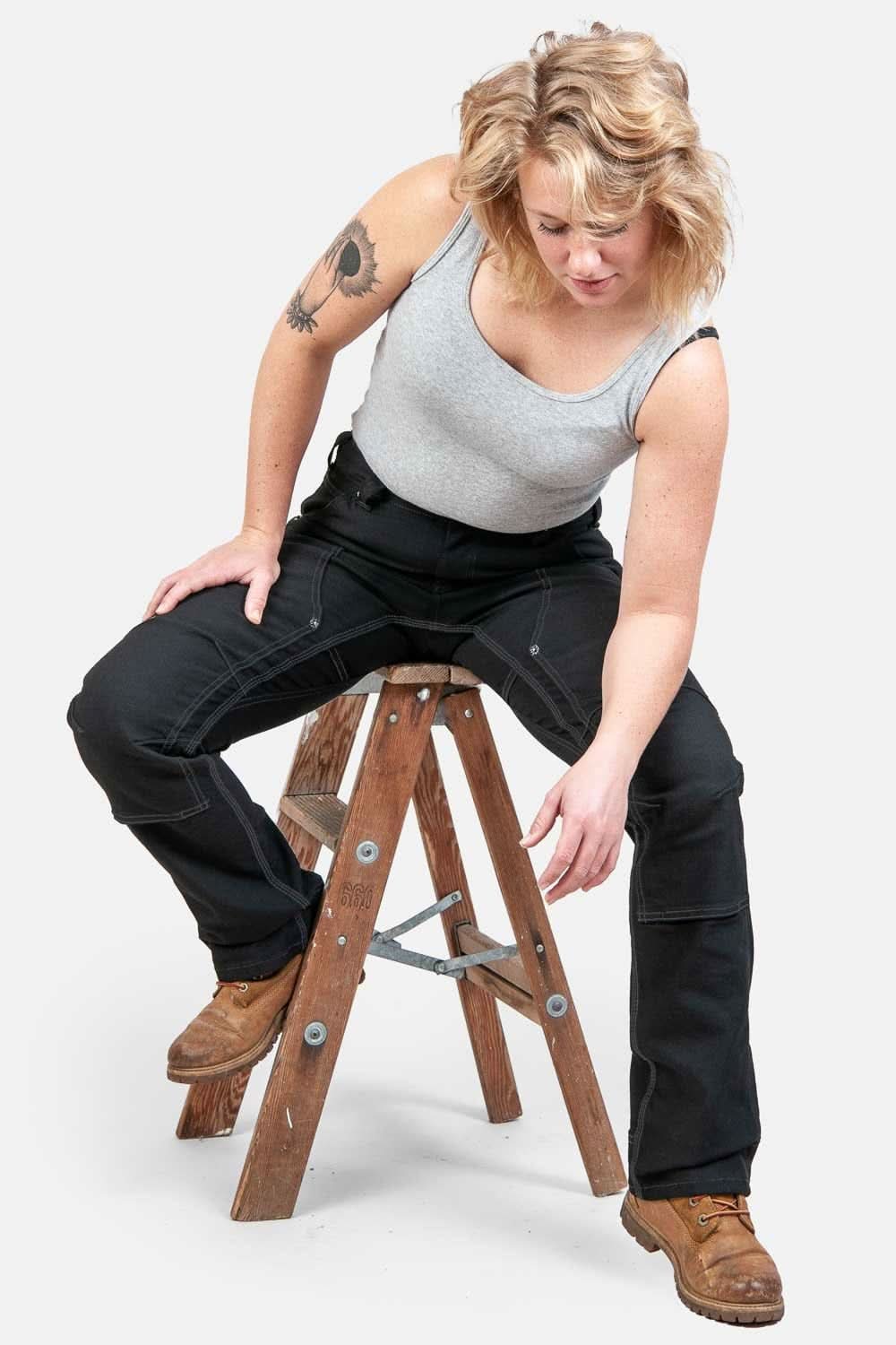Maven Slim Pant in No Fade Black Canvas - women's construction workwear with CORDURA reinforcement
