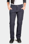 Day Construct Pant in Lightweight Dark Navy Ripstop by Dovetail Workwear, shown on a woman with hands in pockets, featuring reinforced knees and relaxed straight-leg fit